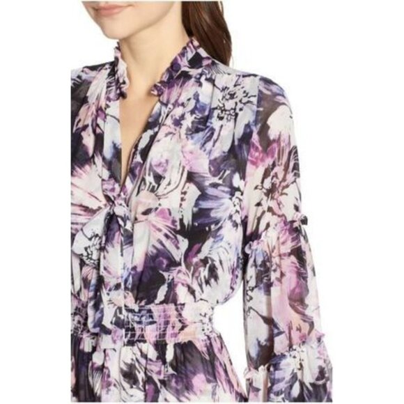💕MISA LOS ANGELES💕 Merce Dress ~ Purple Floral Print Large EUC - Picture 11 of 12